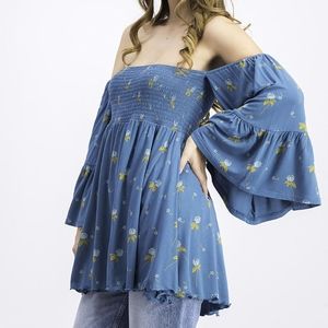 Free People‎ Lana Off The Shoulder Floral Tunic